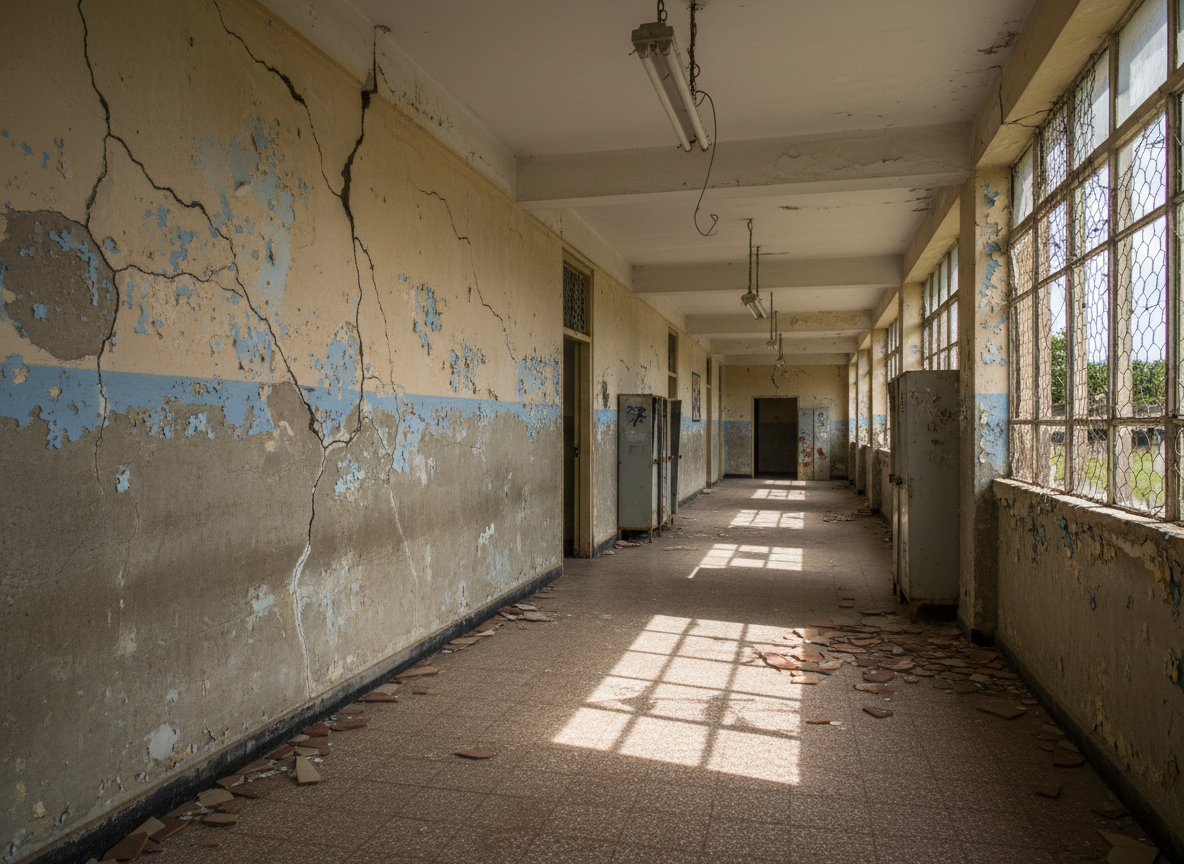 Institución educativa con daños en su infraestructura